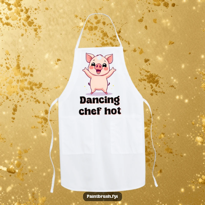 Funny Pig Apron depicting an energetic pig dancing with disco ball reflections, ideal for fun culinary creations.