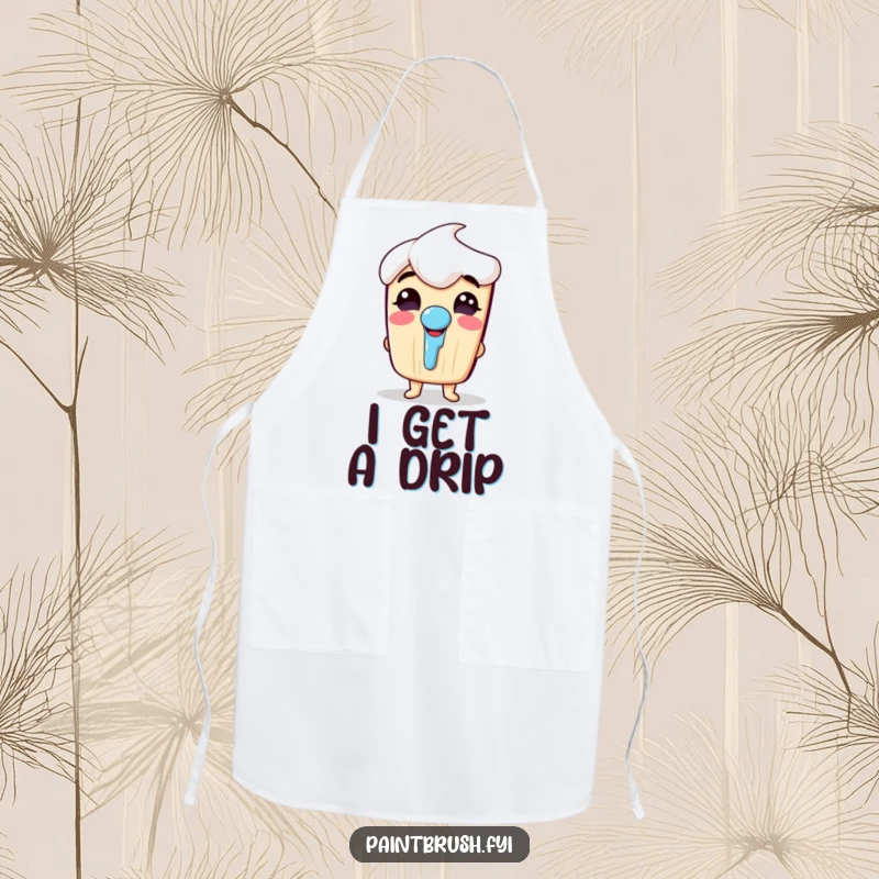 Funny apron with a cheerful paintbrush character laughing heartily, its nose adorned with a comical paint drip.