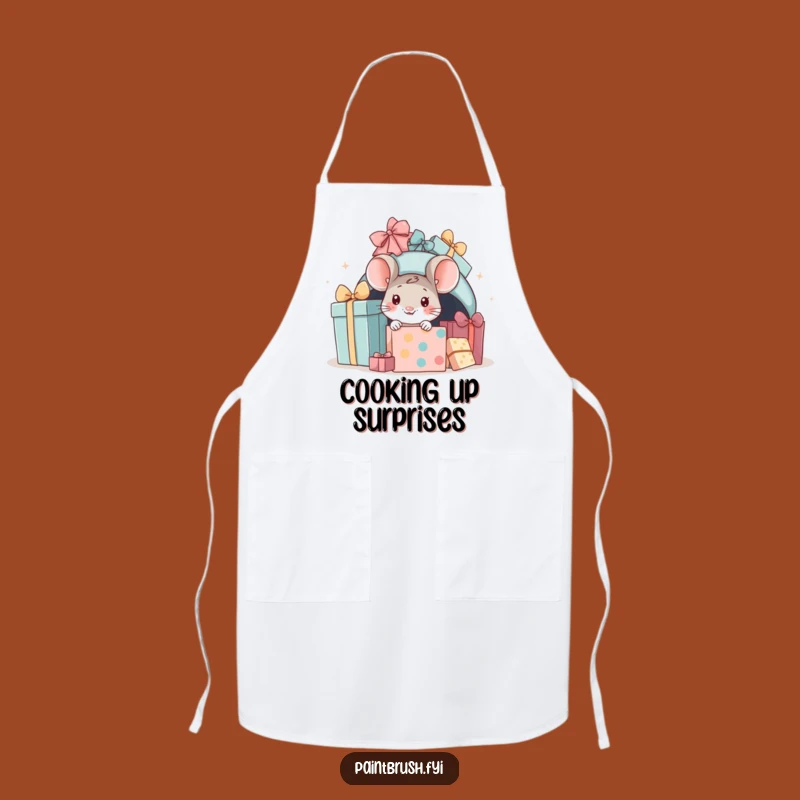 Funny Mouse Present Apron: Peeking Character Kitchen Humor Gift