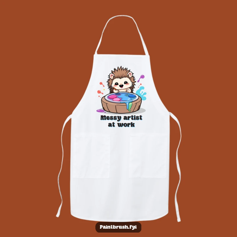 Funny Hedgehog Chef Apron: Artistic Messes Made with Rolling Paint Fun