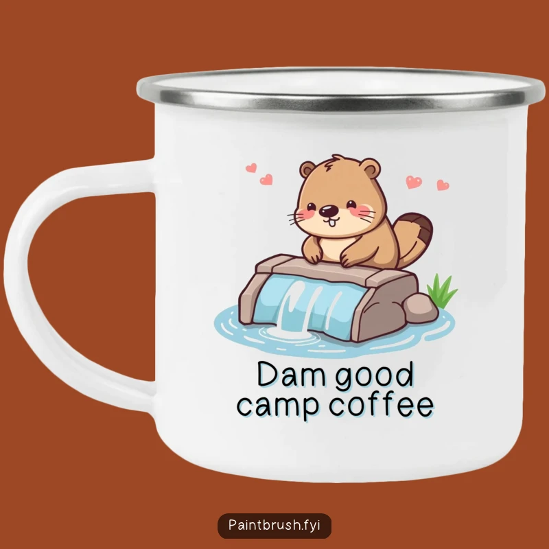 Funny Beaver Dam Builder Camping Mug: Diligent Character Enamel, Hilarious Outdoor Gift