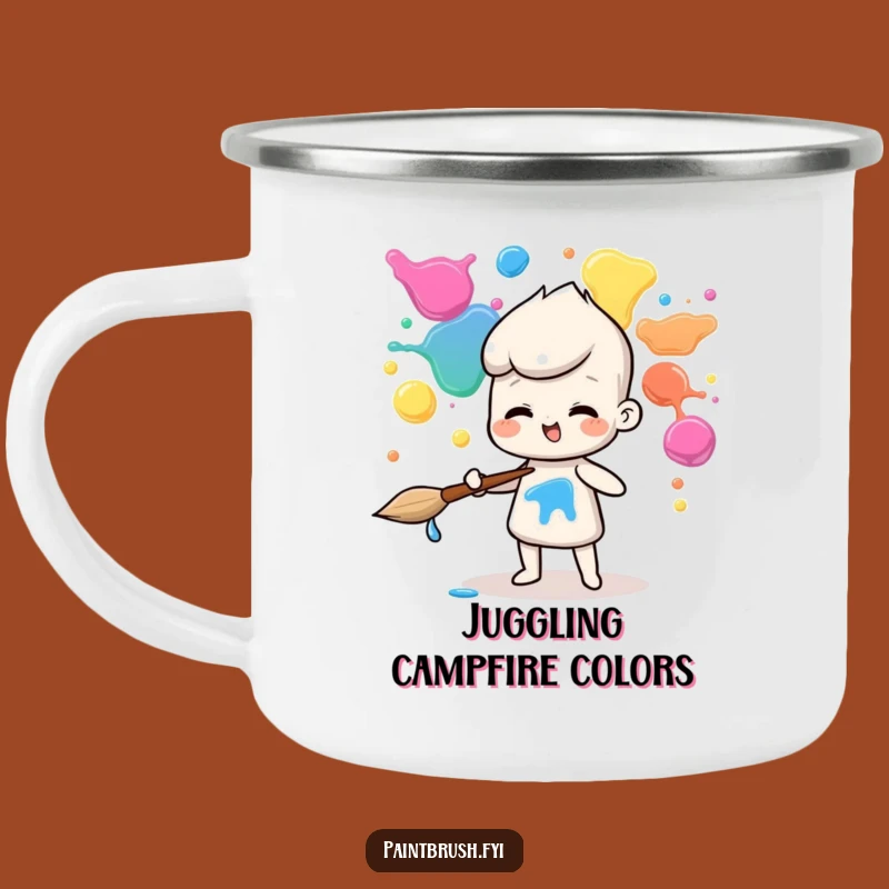 Funny Juggling Paintbrush Camping Mug: Sip and Juggle Your Adventures