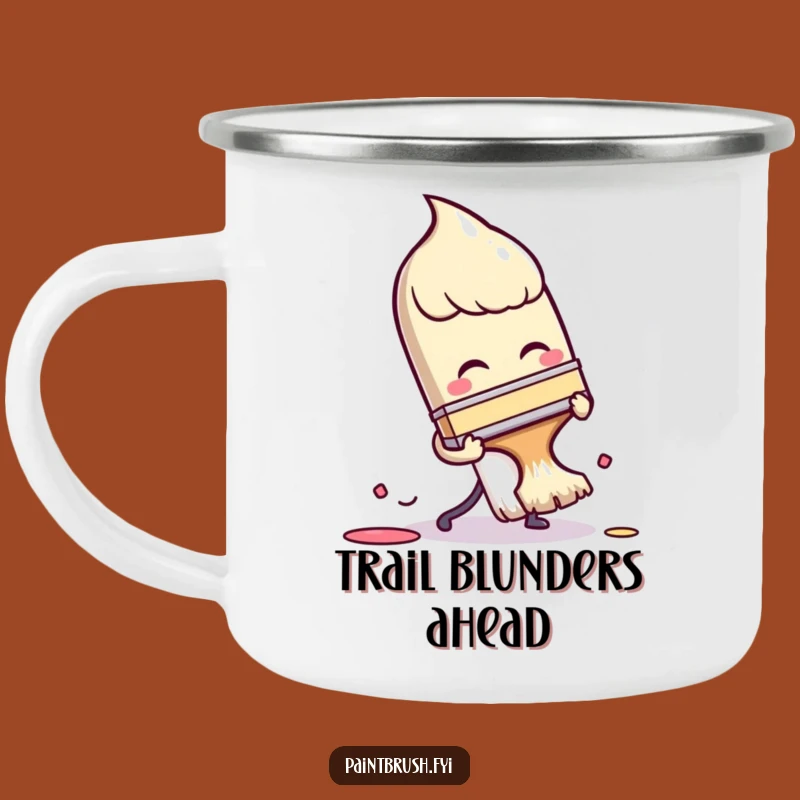 Funny Tripping Paintbrush Camping Mug: Hilarious Outdoor Art for Clumsy Creators