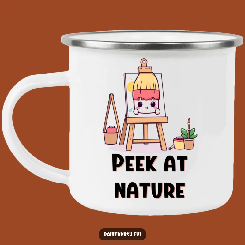 Funny Shy Paintbrush Camping Mug: Quiet Adventures, Perfect Introvert Outdoor Gift!