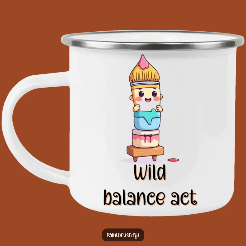 Funny Paintbrush Camping Mug: Adventure-Ready Balance Master