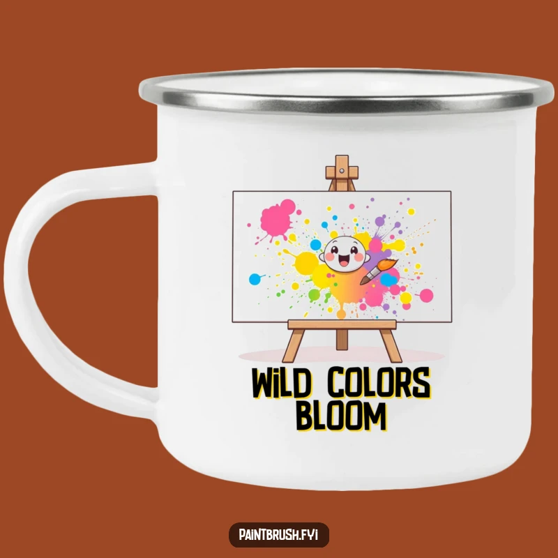 Funny Paintbrush Camping Mug: Cheerful Art on the Go, Perfect Outdoor Gift!