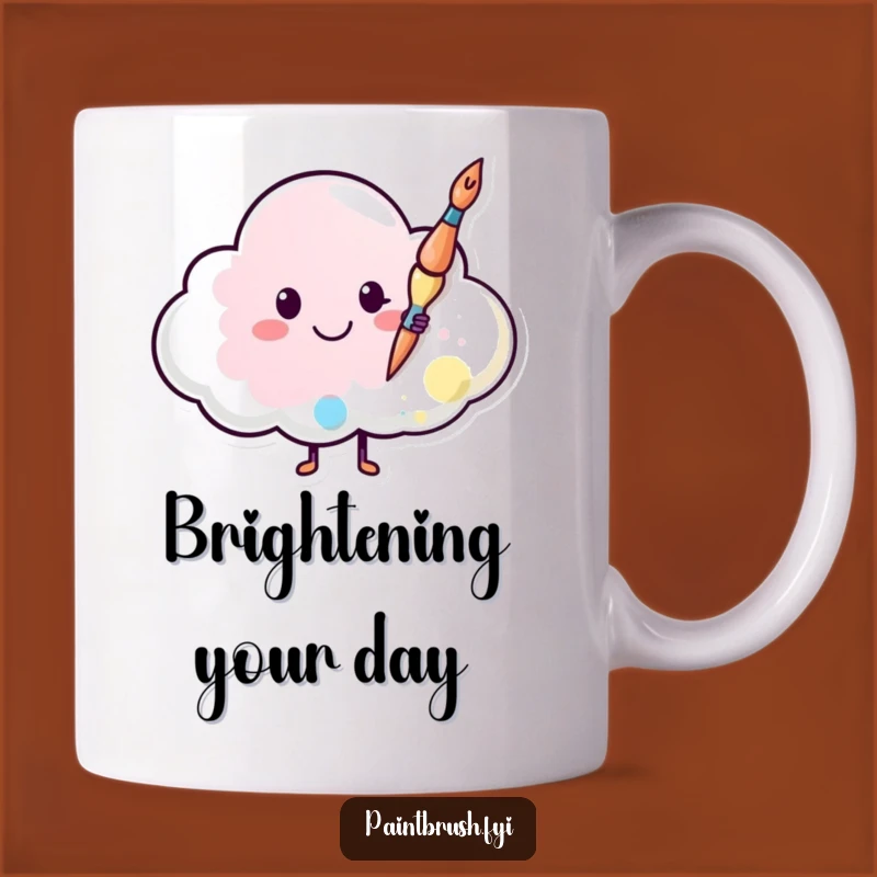 Funny Paintbrush Cloud Mug: Cheerful Artist Spreading Smiles, Perfect Funny Gift for Gloomy Days