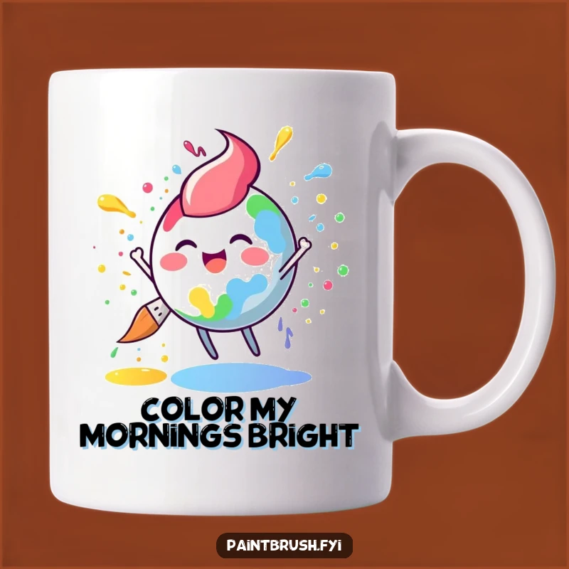 Funny Paintbrush Mug: Joyful Rainbow Splatter for Art Lovers