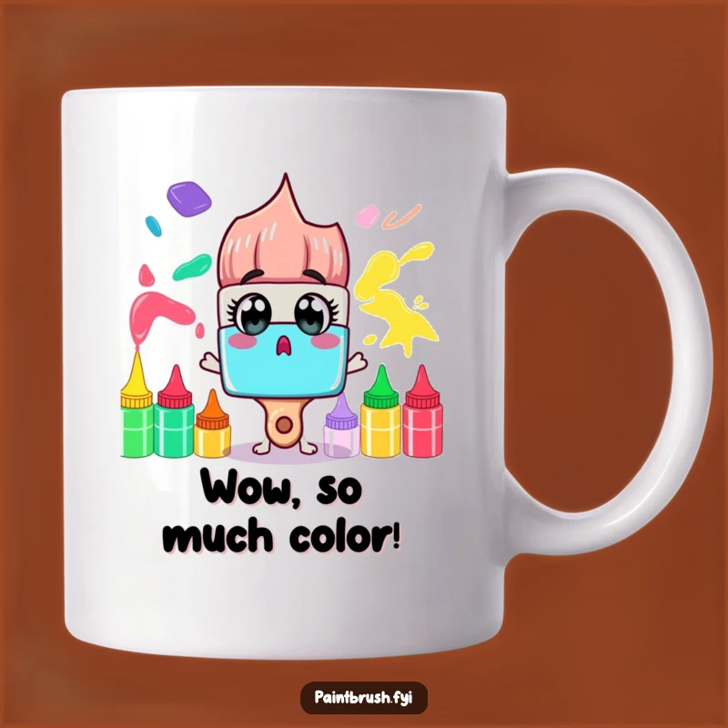 Funny Paintbrush Mug: Surprised by Rainbow Colors, Perfect Artist Gift!