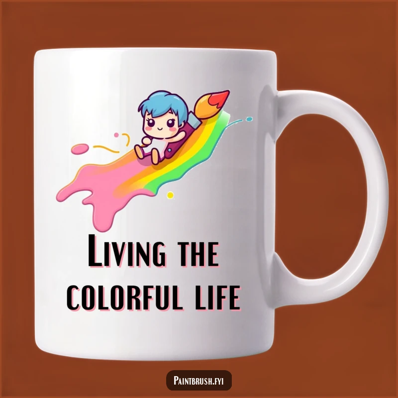 Funny Paintbrush Rainbow Mug: Joyful Artist Gift for Happy Souls
