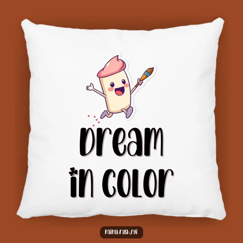 Funny Paintbrush Pillow - Cozy Leaping Dots Accent Cushion, Perfect Funny Gift