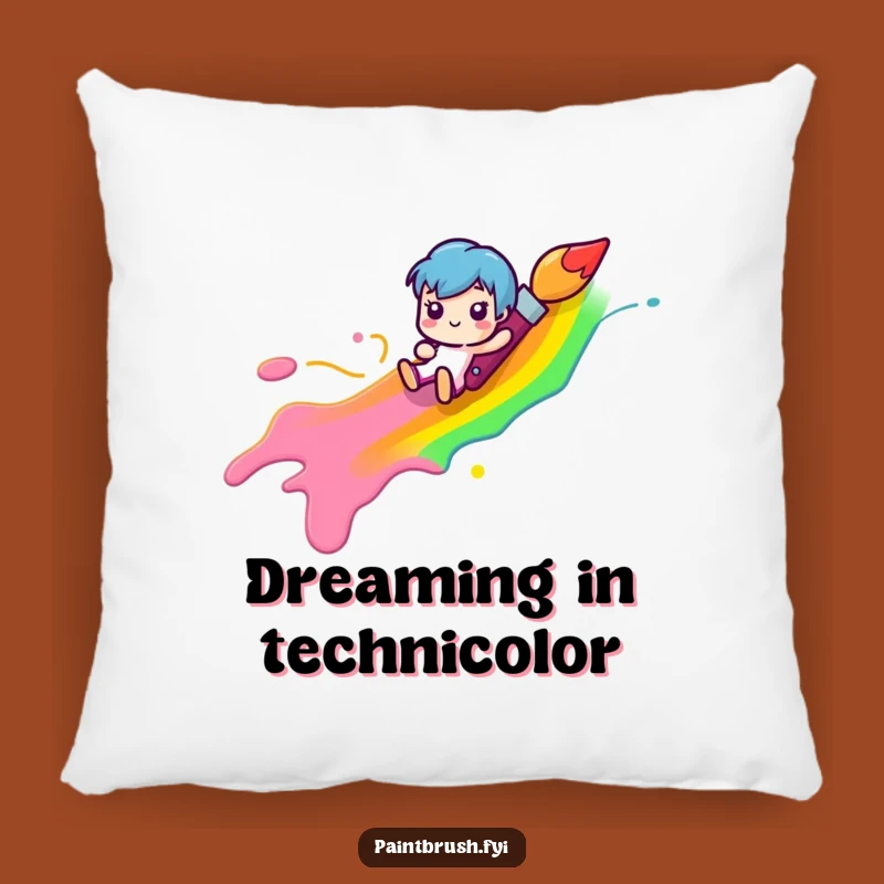 Funny Paintbrush Rainbow Pillow: Cozy Comfort for Happy Artists