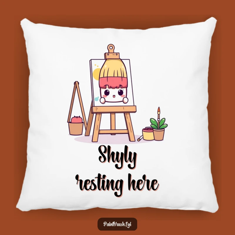 Funny Shy Paintbrush Pillow: Cozy Comfort, Perfect Introvert Accent!