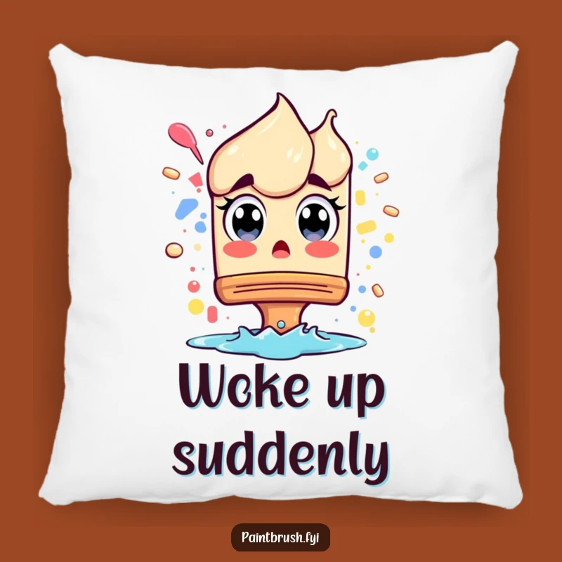 Funny Surprised Paintbrush Pillow: Comfy Cushion for Startled Artists