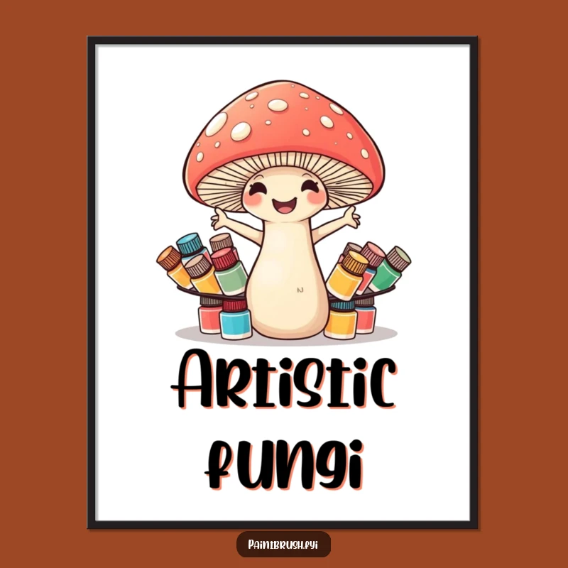 Funny Mushroom Artist Digital Print - Instant Hilarious Art Decor