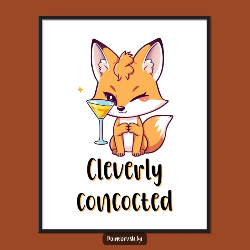 Funny Fox Cocktail Print: Instant Vibe, Chic DIY Funny Gift for Walls!