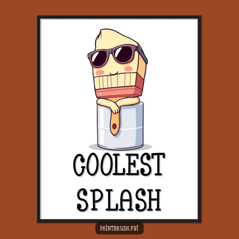 Funny Digital Art Print: Cool Sunglasses Paintbrush - Instant Funny Gift Decor