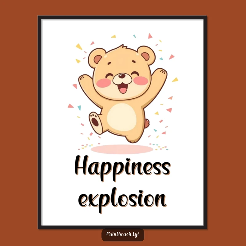 Funny Bear Cub Joy Print: Instant Happiness, Easy DIY Funny Gift for Walls!