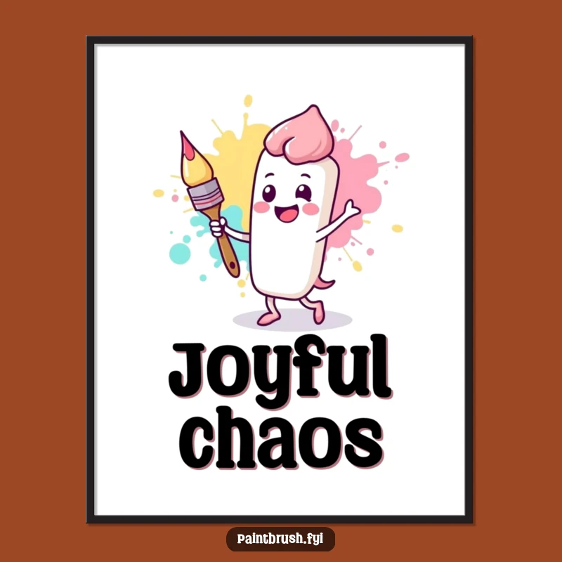 Funny Happy Paintbrush Digital Art: Joyful Decor Print, Instant Art Fun