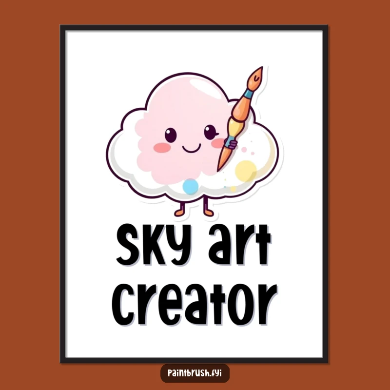 Funny Paintbrush Cloud Digital Print: Instant Cheerful Art, Ultimate Funny Gift for Decor