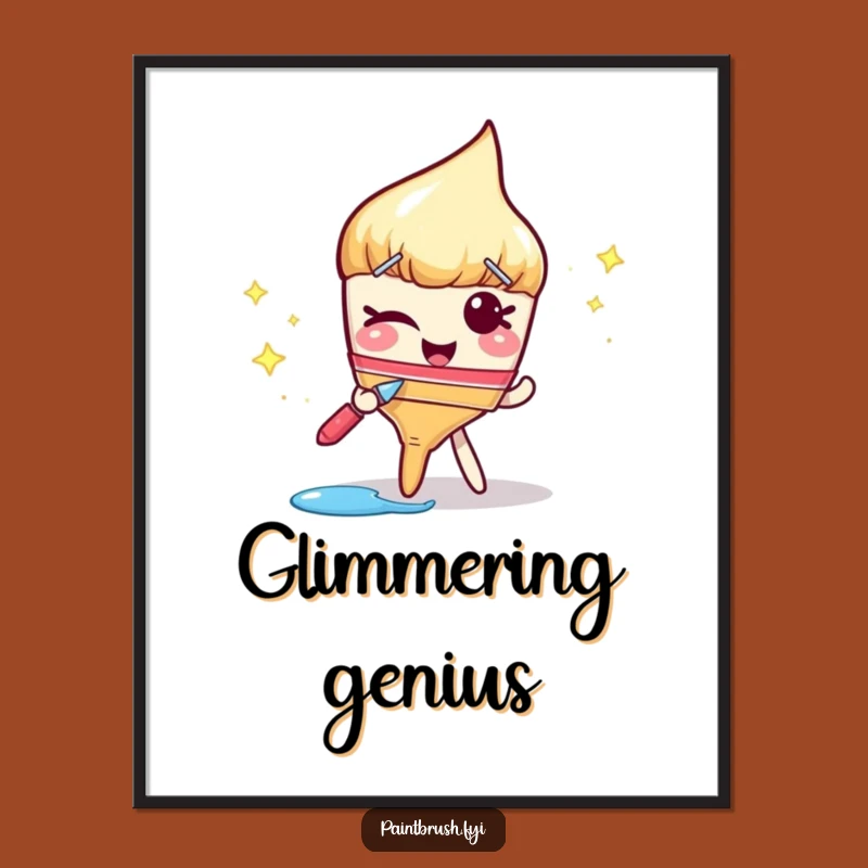 Funny Paintbrush Wink Digital Print: Instant Sassy Style, Ultimate Funny Gift Decor