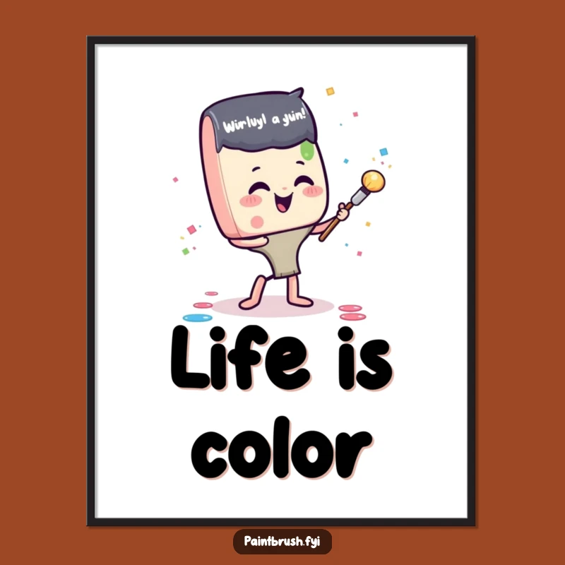 Funny Paintbrush Confetti Digital Print: Instant Artistic Joy Decor, Ultimate Funny Gift