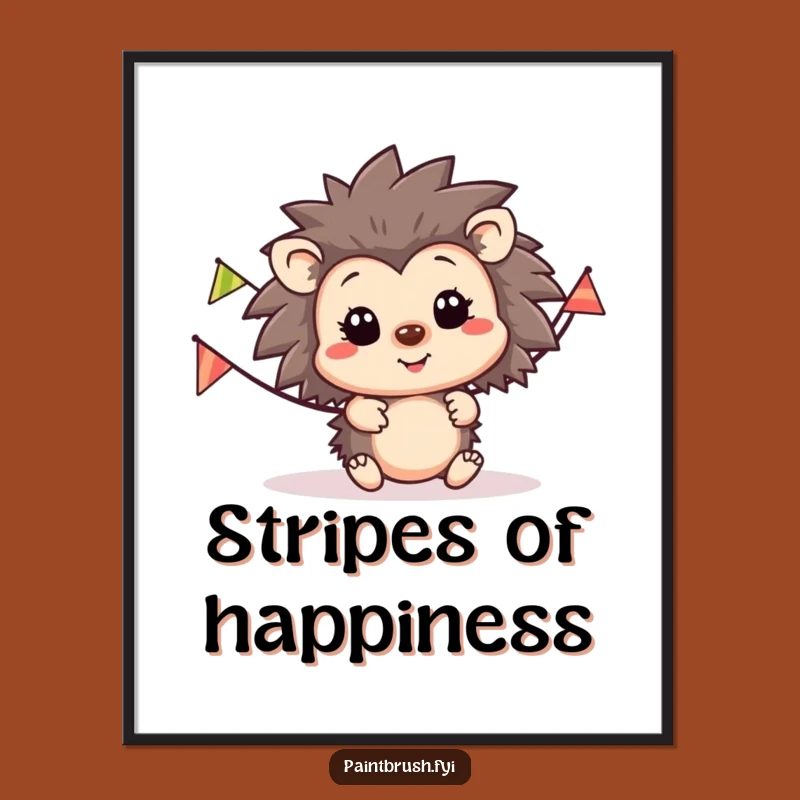 Funny Hedgehog Party Digital Art: Happy Character Print for Smiles