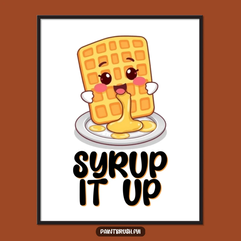 Funny Waffle Digital Print: Syrup Splash Art, Breakfast Joy, Wonderful Funny Gift