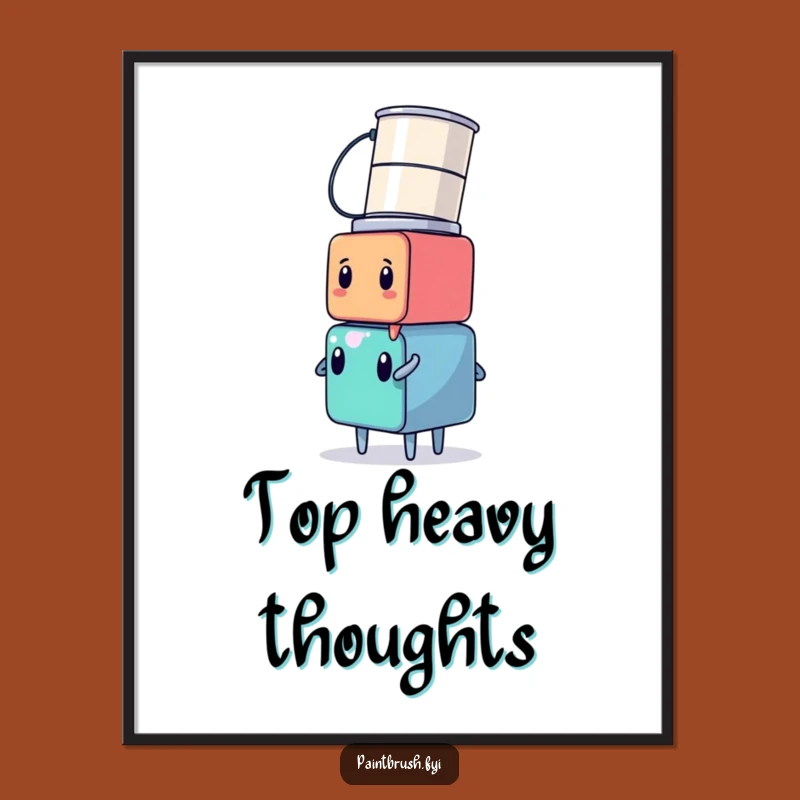 Funny Cube Art Print: Hilarious Paint Can Head Balance Decor, Perfect Funny Gift