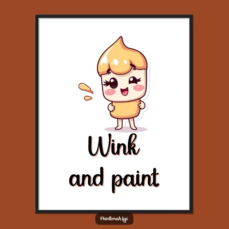 Funny Winking Paintbrush Digital Print: Instant Artistic Charm for Your Walls