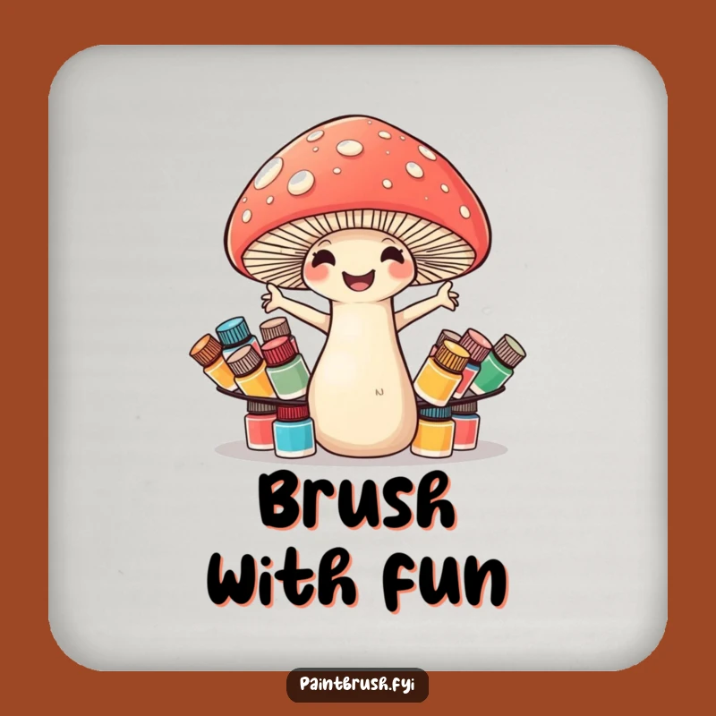 Funny Mushroom Paint Pots Coaster - Protect Surfaces with Artistic Humor