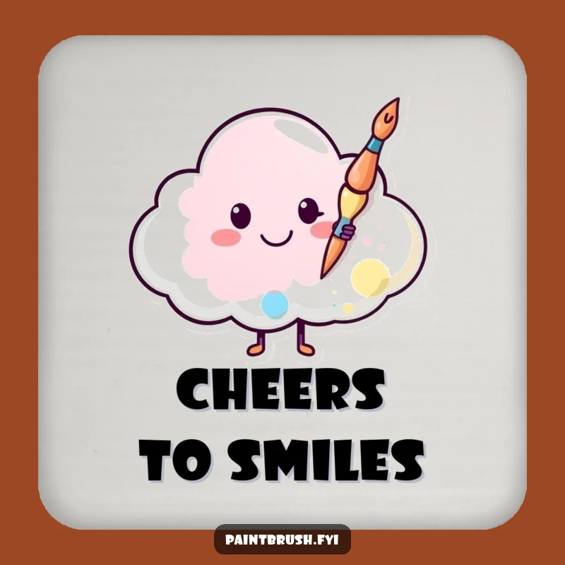 Funny Paintbrush Cloud Coaster: Protect Surfaces with Smiles, Perfect Funny Gift