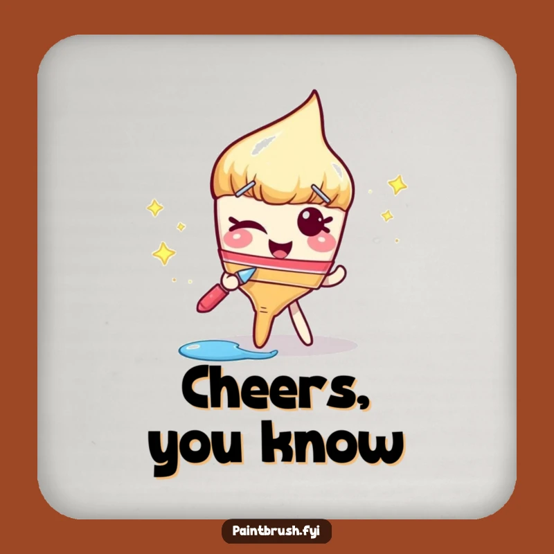 Funny Paintbrush Wink Coaster: Protect Surfaces with Sass, Perfect Funny Gift