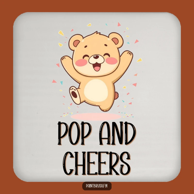 Funny Bear Cub Celebration Coaster: Cheers with Cheer, Charming Funny Gift!