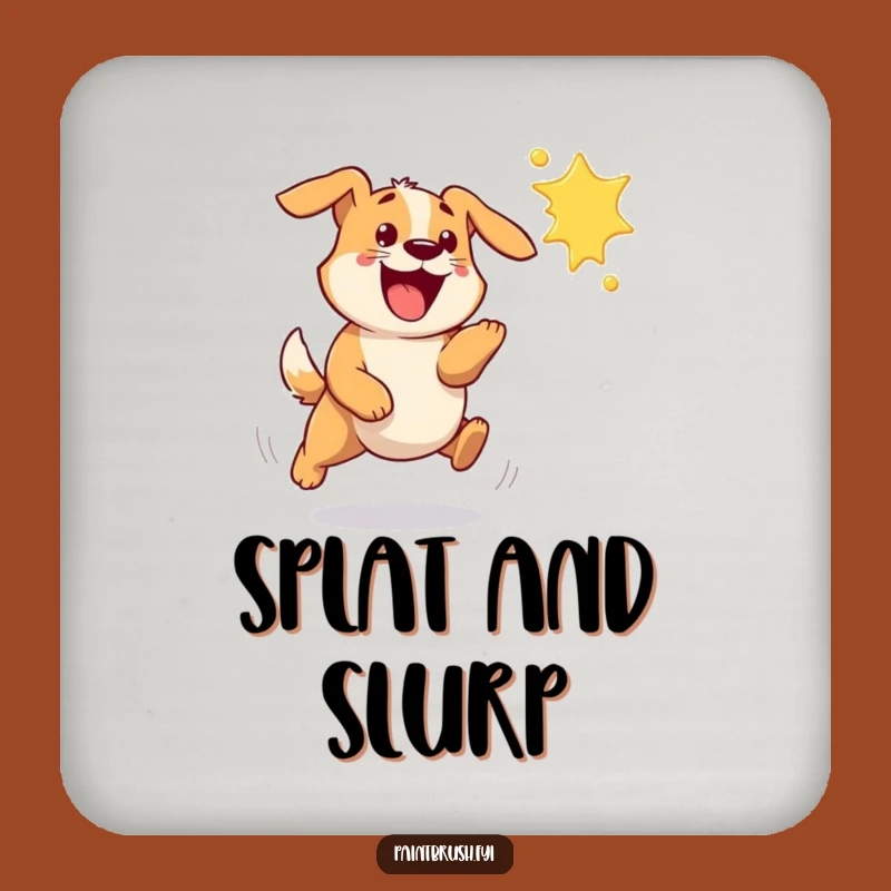 Funny Dog Paint Splat Coaster - Protect Surfaces with Playful Humor