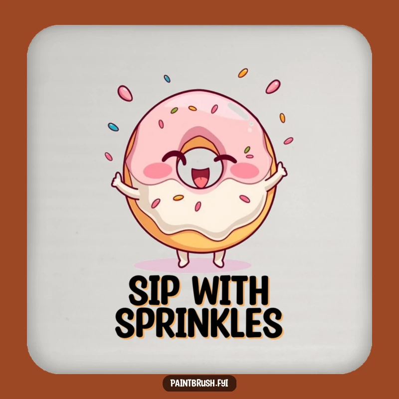 Funny Donut Juggling Drink Coaster - Winking Sprinkles Protector for Tables