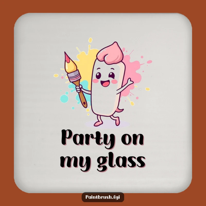 Funny Happy Paintbrush Coaster: Joyful Art Accent, Playful Table Decor