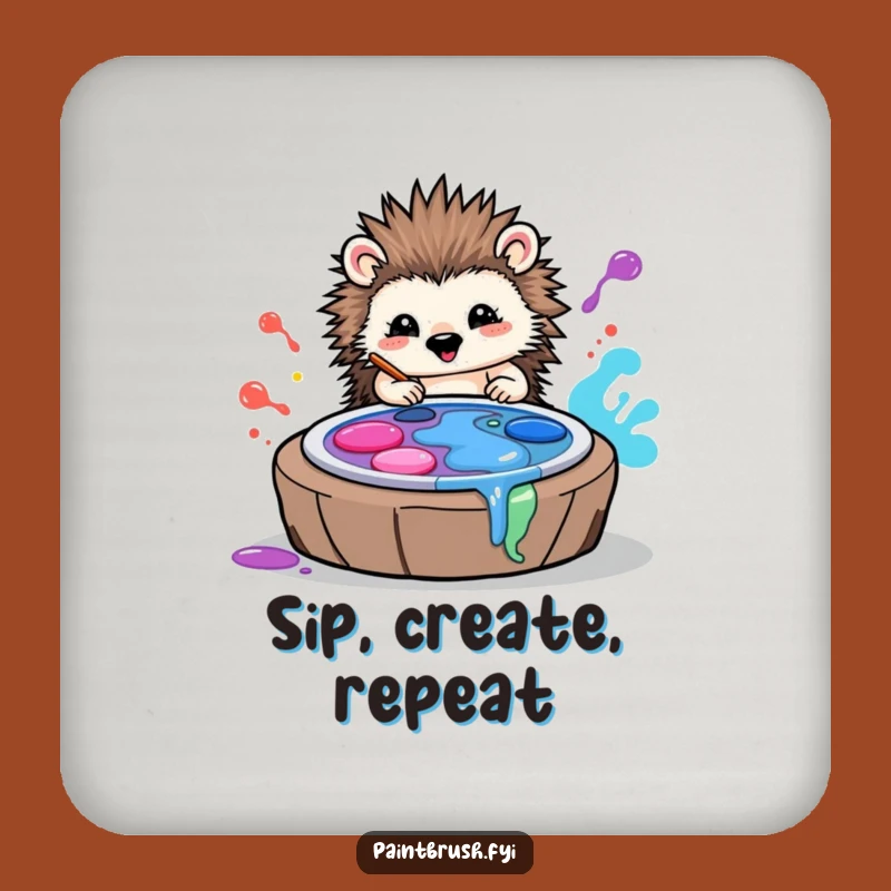Funny Hedgehog Art Coasters: Protect Surfaces with Rolling Paint Humor