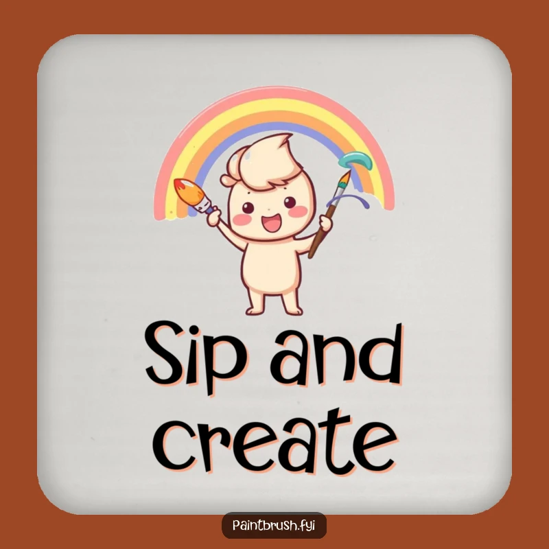 Funny Rainbow Painting Coaster: Add Artful Protection With Humor