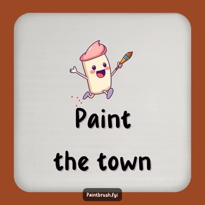 Funny Paintbrush Coaster - Leaping Dots Art Drink Saver, Perfect Funny Gift