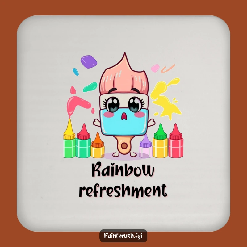 Funny Paintbrush Coasters: Rainbow Protection, Perfect Housewarming Gift!