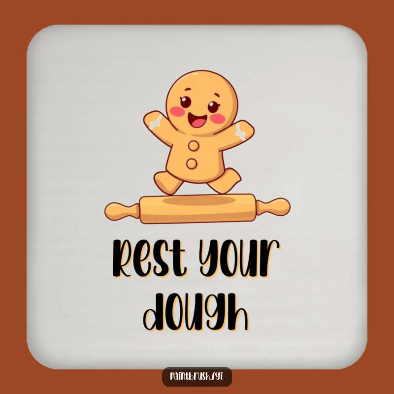 Funny Gingerbread Cookie Leaping Rolling Pin Coaster - Tabletop Humor Gift