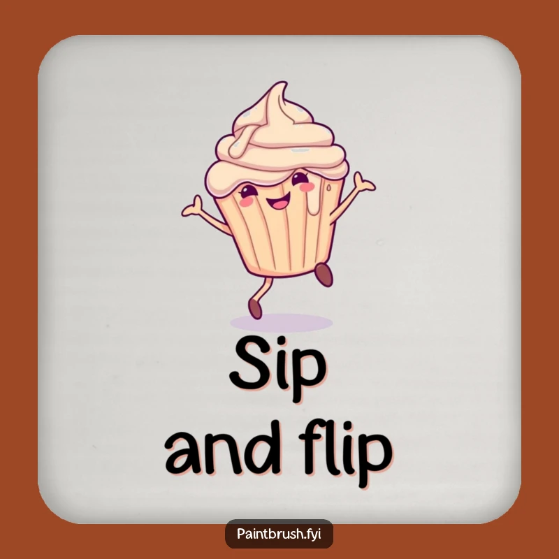 Funny Cupcake Cartwheel Drink Coaster - Dripping Frosting Protector for Tables