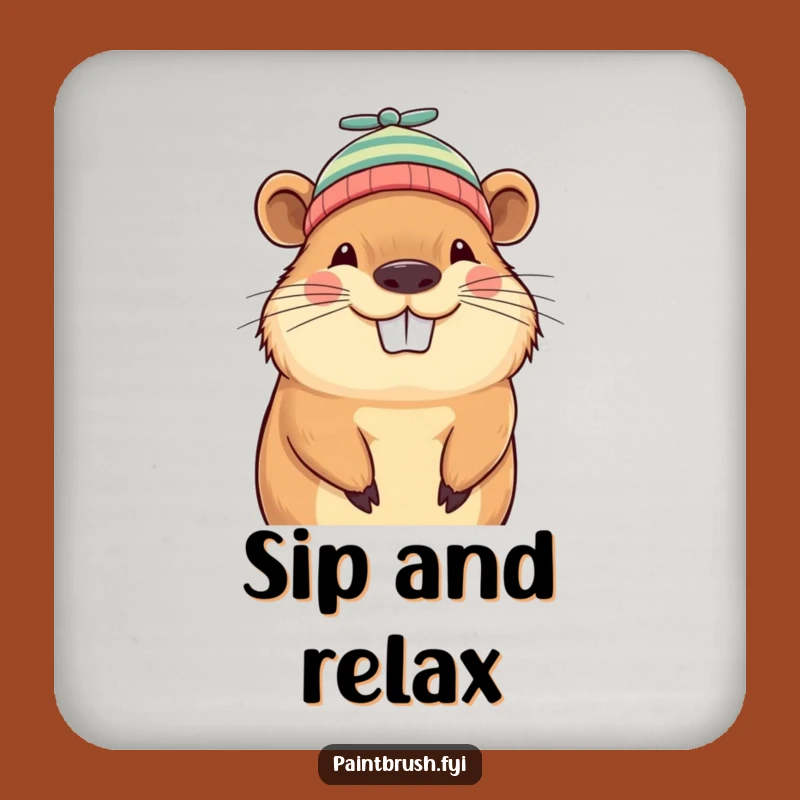 Funny Capybara Beanie Coaster: Grinning Character Protection for Tables