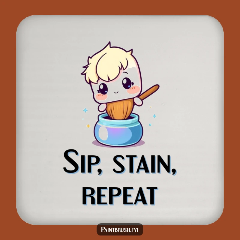 Funny Curious Paintbrush Coaster: Ink Art Decor, Artist's Table