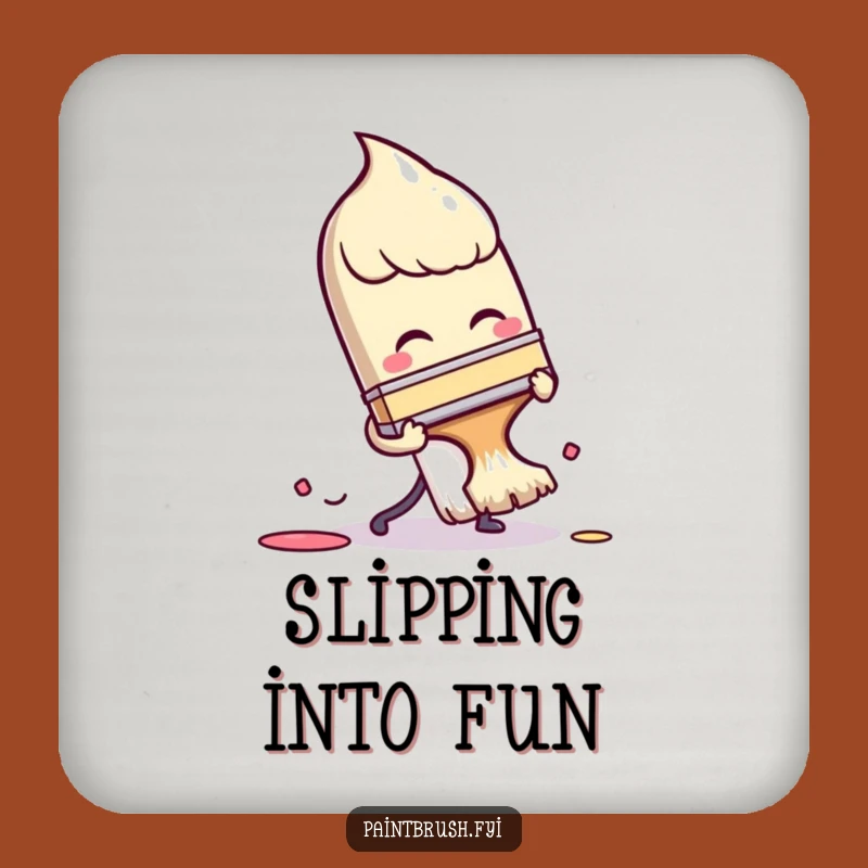 Funny Tripping Paintbrush Coaster: Protect Surfaces With Artist Humor