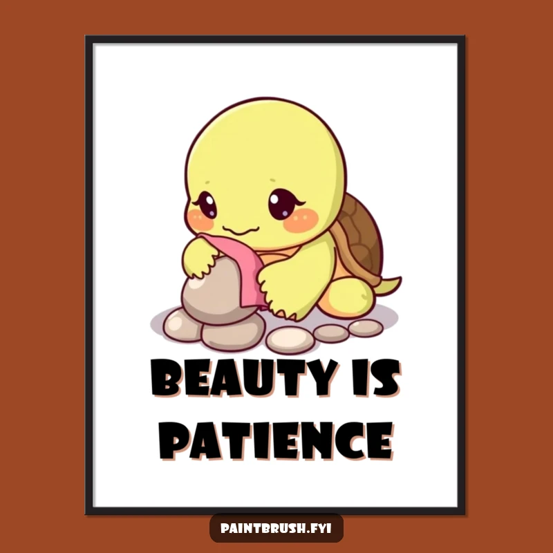 Funny Turtle Patience Poster: Decorate Your Space with Calm and Humorous Art Gift