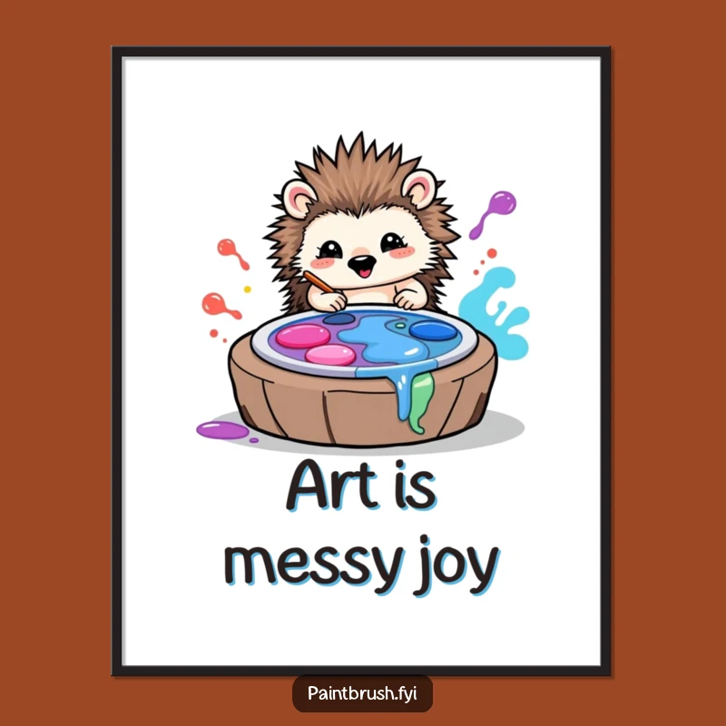 Funny Hedgehog Art Poster: Vibrant Rolling Paint Masterpiece for Your Wall