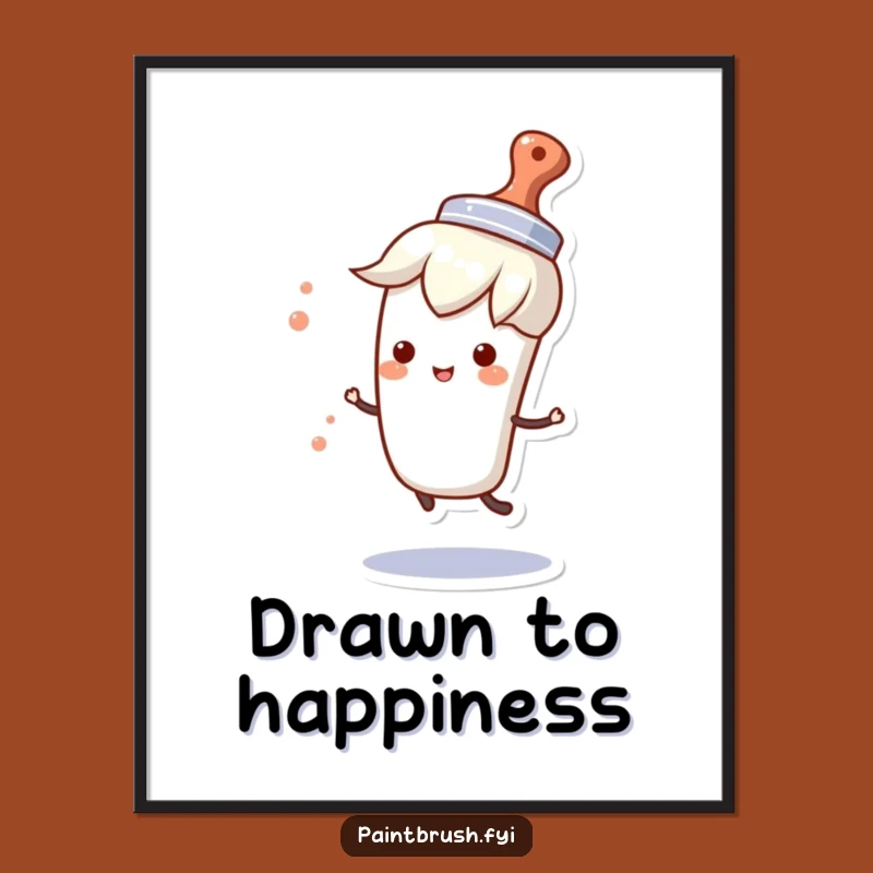 Funny Paintbrush Dance Poster: Joyful Spin, Creative Wall Art, Unique Funny Gift