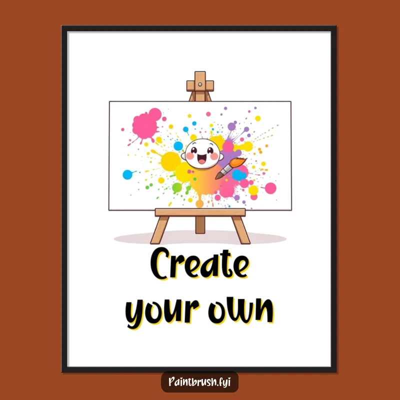 Funny Paintbrush Poster: Cheerful Art Splatter Print, Perfect Creative Wall Decor!
